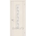 Браво межкомнатная дверь модель Рондо цвет БелДуб (Ф-22) стекло